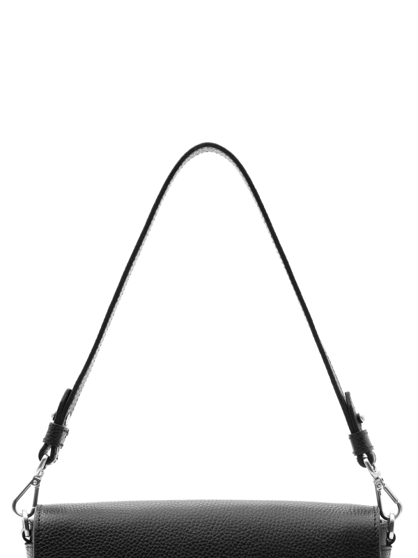 RĄCZKA czarna groszek skórzana do torebki srebrne elementy.jpg