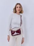 SIMONE bordowa błyszcząca skórzana torebka damska mała