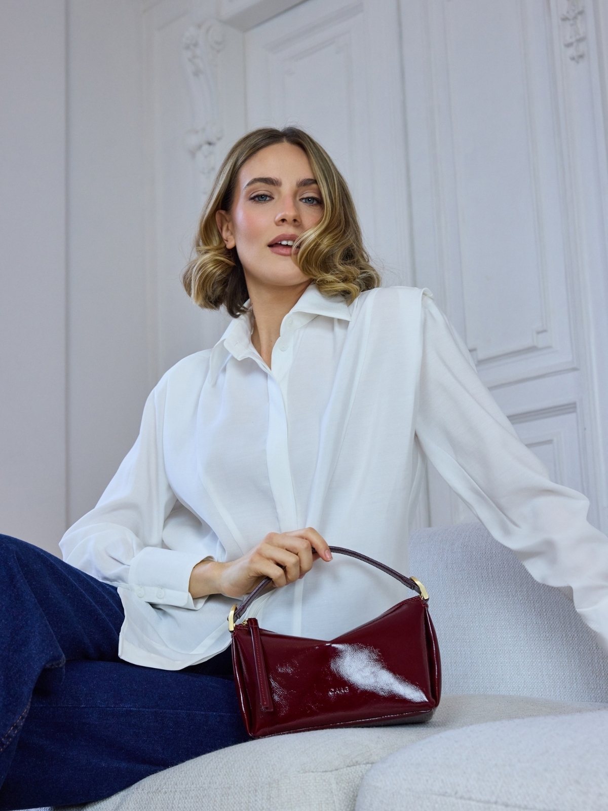 SIMONE bordowa błyszcząca skórzana torebka damska mała.jpg