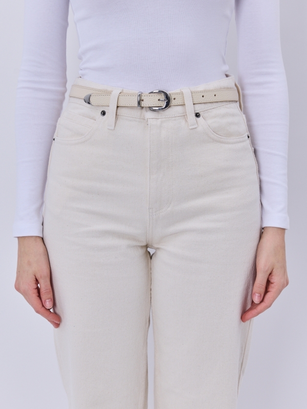 CLEO milk srebrne elementy pasek skórzany damski do spodni z klamrą.jpg