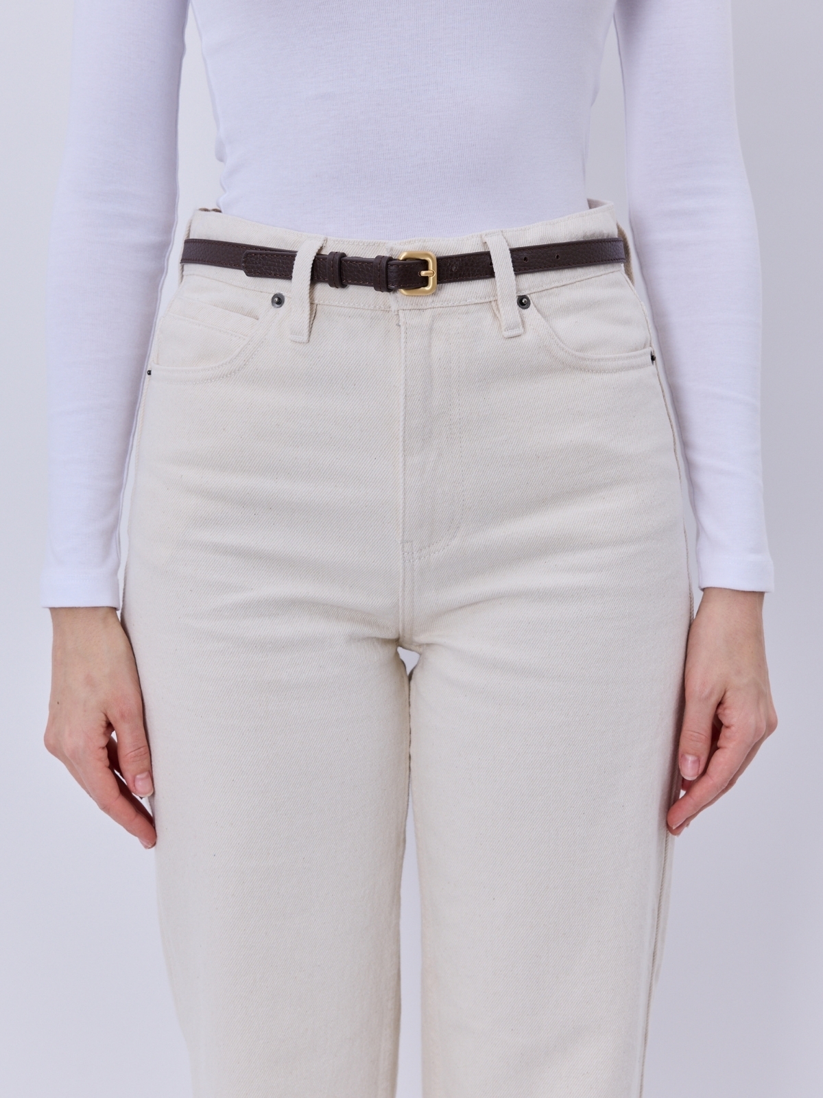 IDA czekoladowy groszek pasek skórzany damski do sukienki z klamrą.jpg