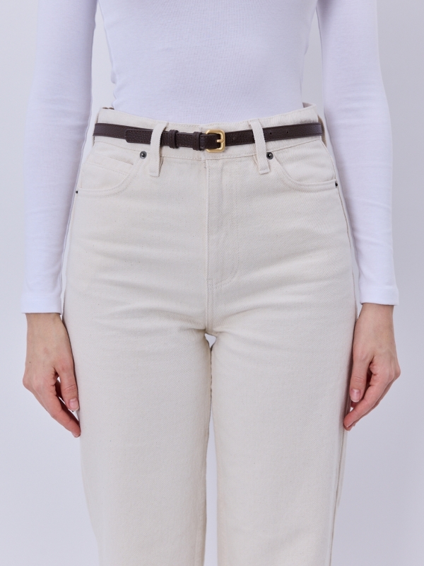 IDA czekoladowy groszek pasek skórzany damski do sukienki z klamrą.jpg