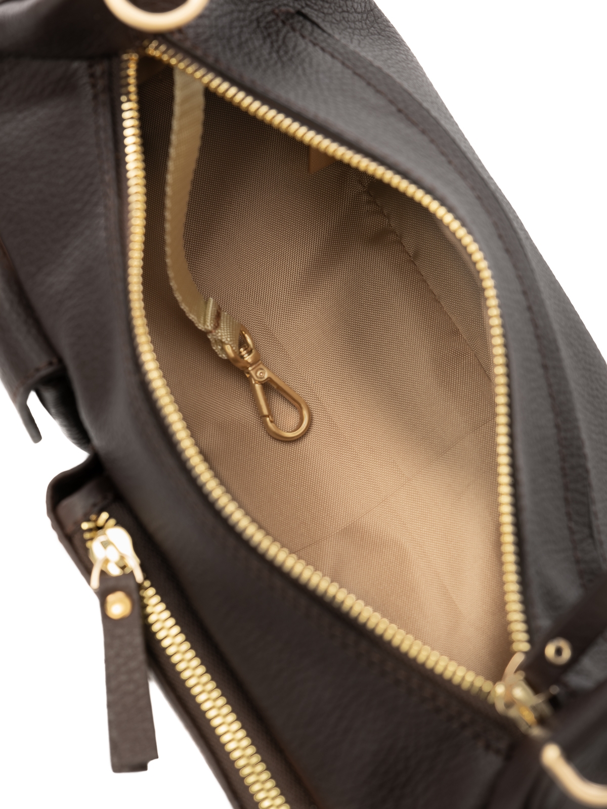 SELINA czekoladowy groszek skórzana torebka damska listonoszka torba na ramię.jpg