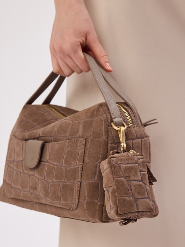 CHARMS lily mini saszetka zamsz jasny taupe croco skórzana zero waste.jpg