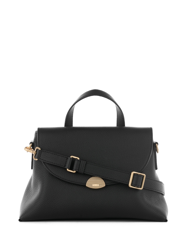 CAROLYN czarna groszek skórzana torebka damska kuferek do ręki.jpg