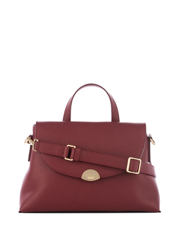 CAROLYN bordowa groszek skórzana torebka damska kuferek do ręki.jpg