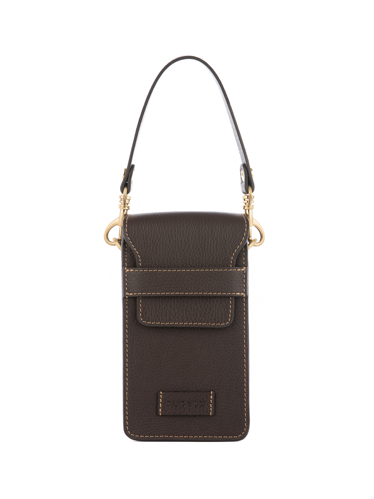 LAGO czekoladowy groszek skórzana torebka damska na telefon lgs.jpg