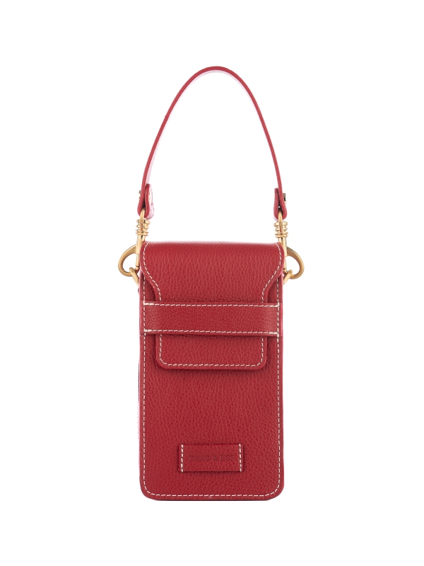 LAGO czerwony groszek skórzana torebka damska na telefon lgs.jpg