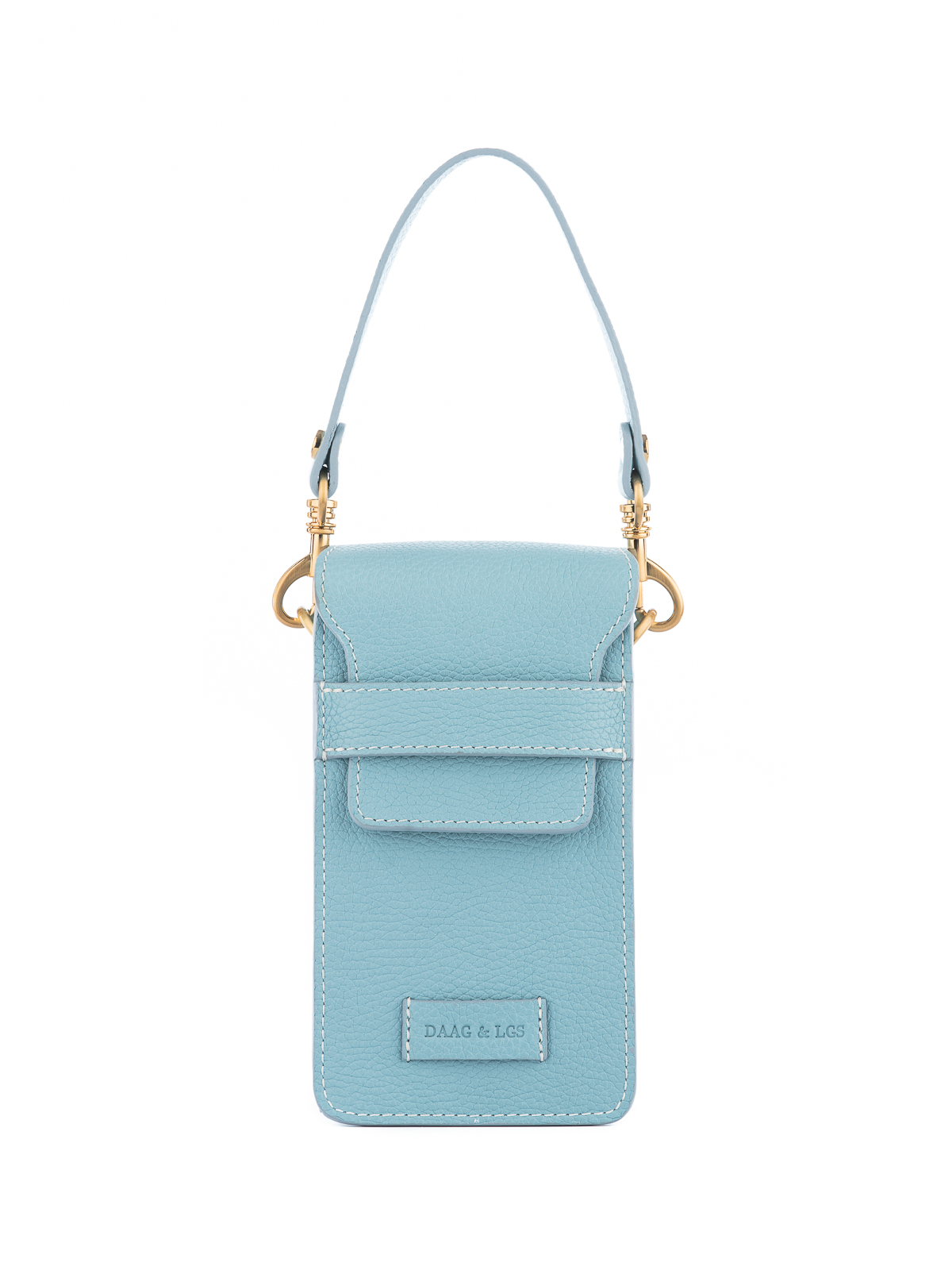 LAGO niebieski groszek skórzana torebka damska na telefon lgs.jpg