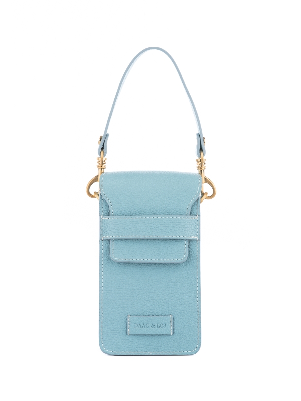 LAGO niebieski groszek skórzana torebka damska na telefon lgs.jpg