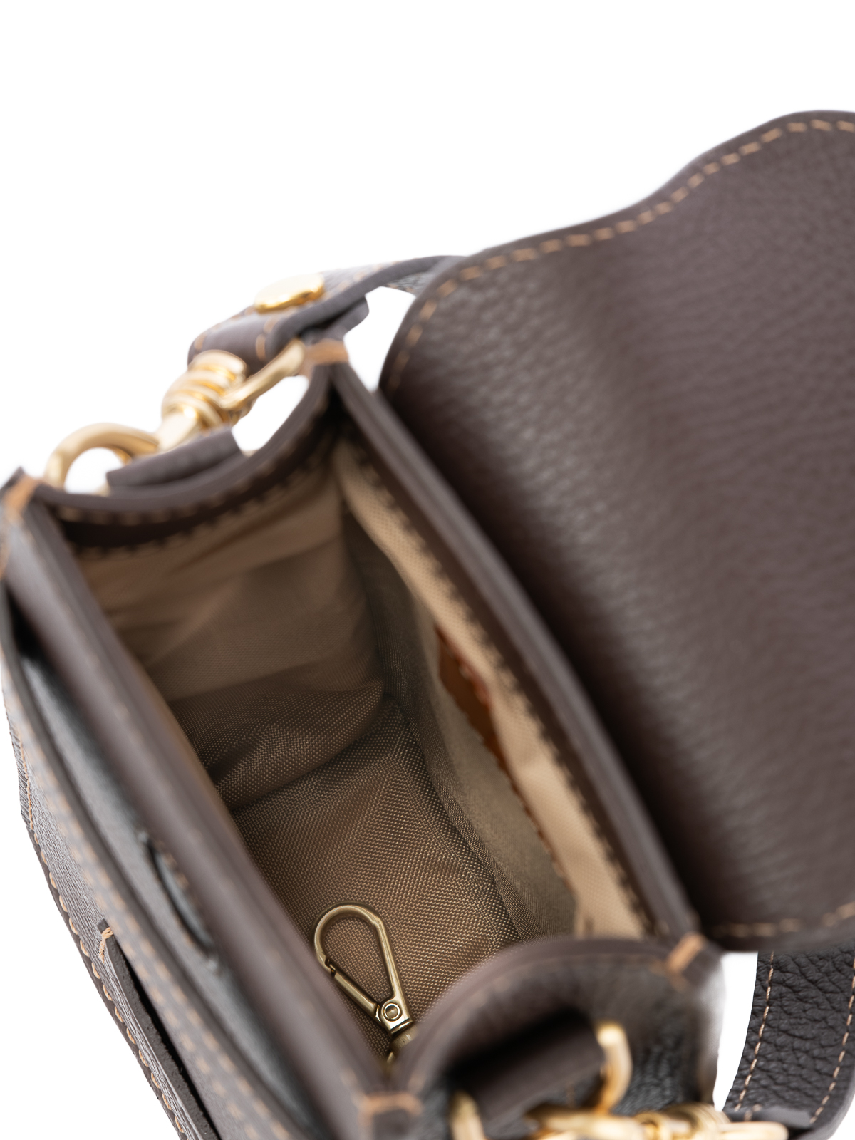 LAGO czekoladowy groszek skórzana torebka damska na telefon lgs.jpg