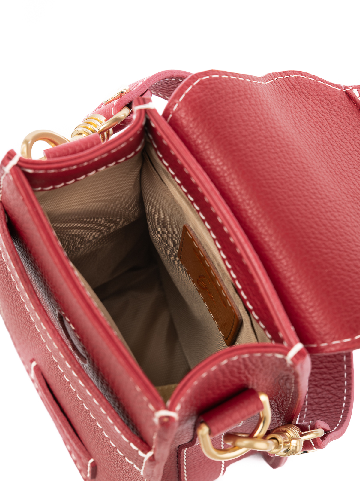 LAGO czerwony groszek skórzana torebka damska na telefon lgs.jpg