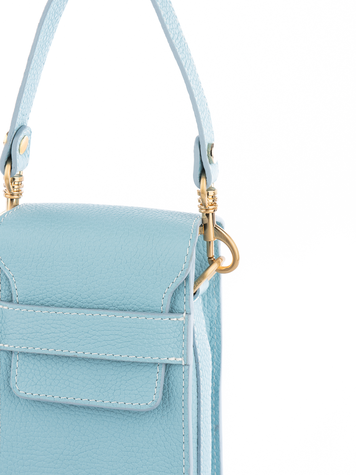 LAGO niebieski groszek skórzana torebka damska na telefon lgs.jpg