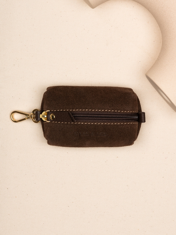 CHARMS saszetka zamsz czekoladowy breloczek skórzany lgs.jpg