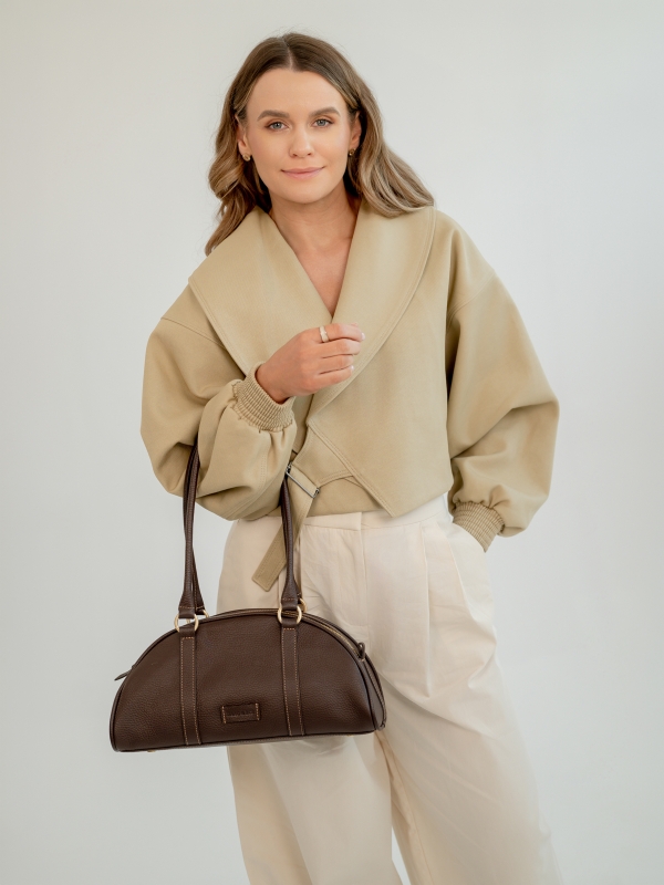 TERRA czekoladowy groszek skórzana torebka damska bagietka lgs.jpg