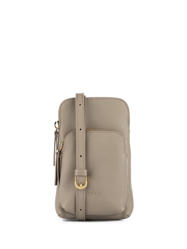 MILLIE taupe skórzana torebka na telefon torebeczka na telefon.jpg