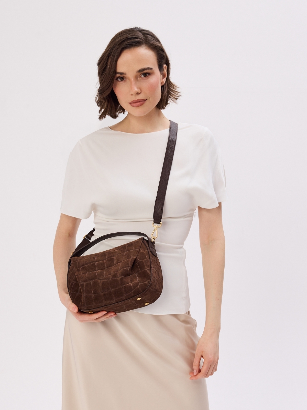 PENELOPE 2 zamsz czekoladowy croco skórzana torebka damska listonoszka torba na ramię.jpg