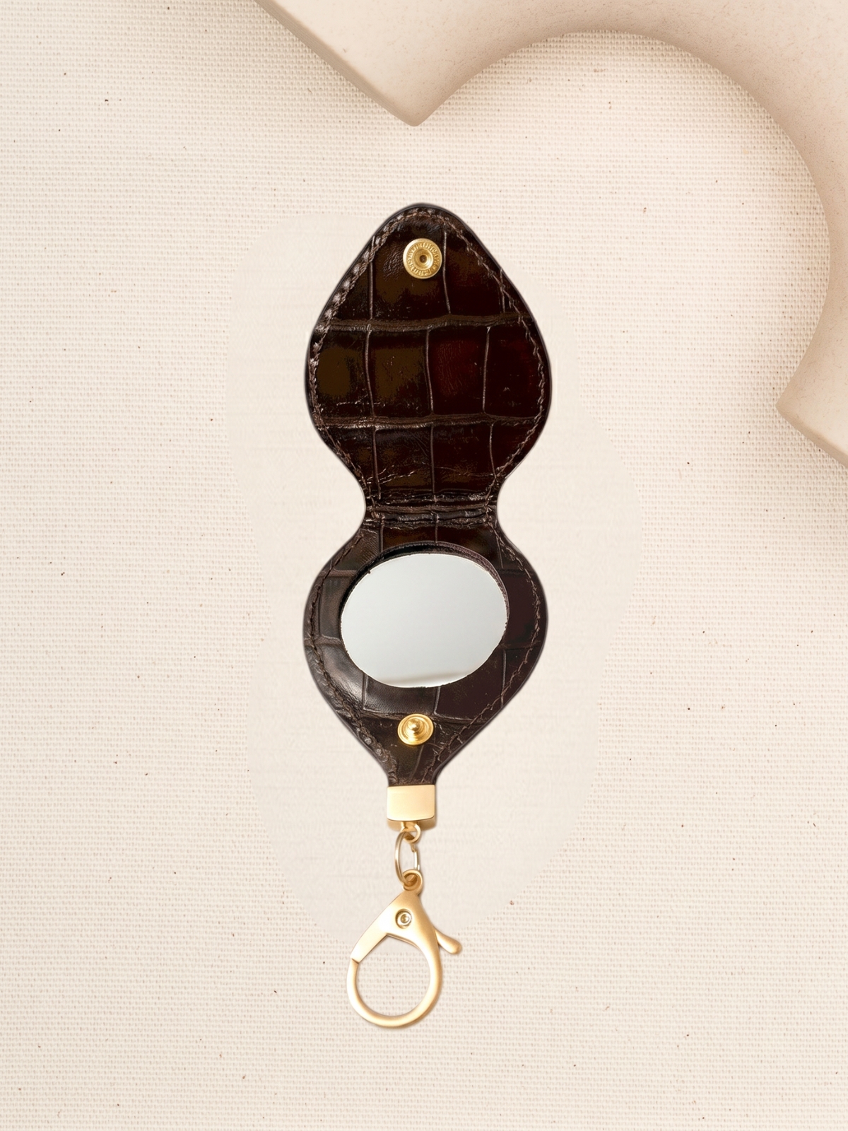 CHARMS lusterko brązowy croco skórzany breloczek.jpg
