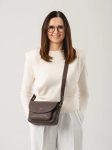 MINI EMMANUELA czekoladowa skórzana torebka damska listonoszka torba na ramię