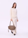 MARTINA taupe groszek skórzana torebka damska torba na ramię